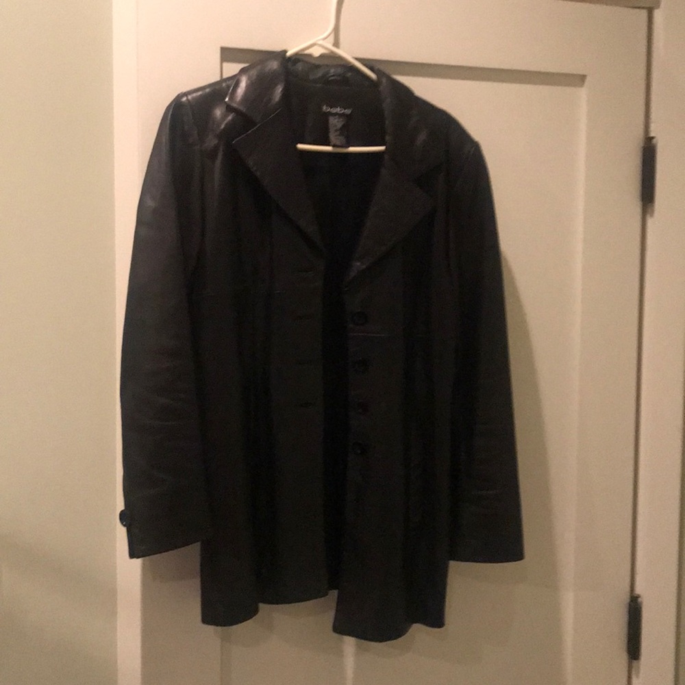 Bebe small black leather jacket